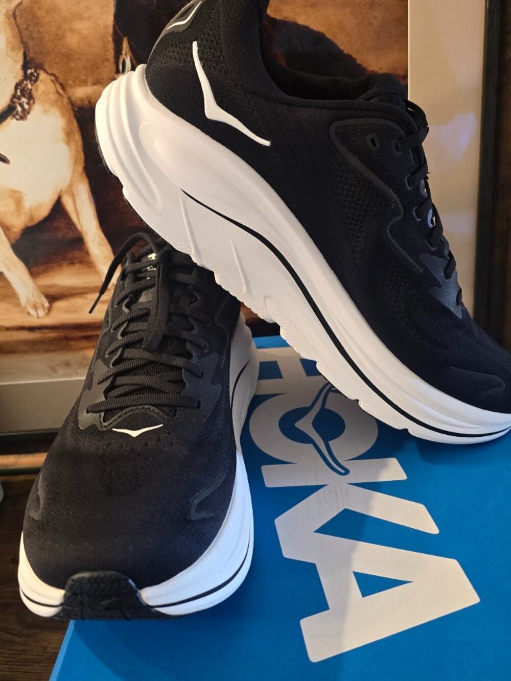 Hoka One One Clifton 10 1162030-BWHT Black / White Running Shoe Men's Sz 13 NEW